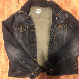 dark blue jean jacket!